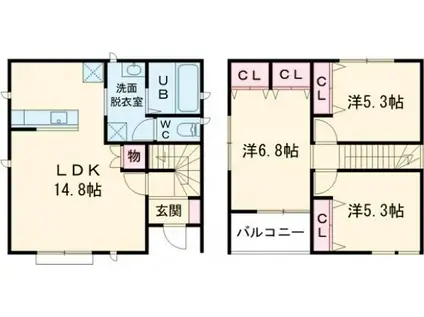 マハロ南山II(3LDK/1階)の間取り写真
