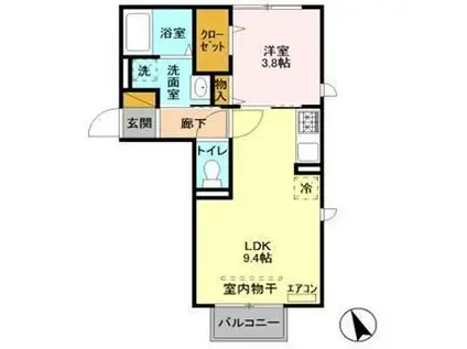 セジュールウィット大池(1LDK/1階)の間取り写真