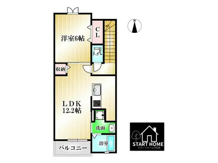 アルカンシエル北島(1LDK/3階)の間取り写真