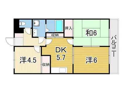カステルA(3DK/2階)の間取り写真