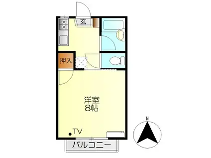 ペアコート B(1K/1階)の間取り写真