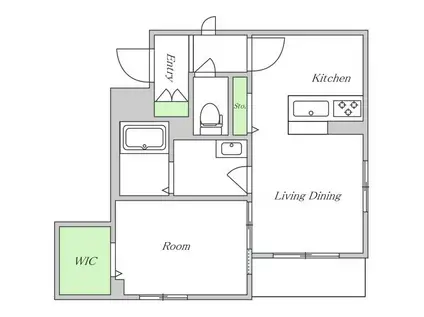 ヌーヴェル弥生Ⅲ(1LDK/2階)の間取り写真