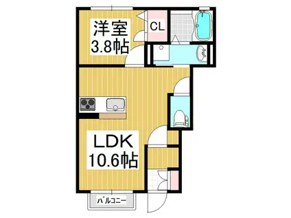 テラス クレイン(1LDK/1階)の間取り写真
