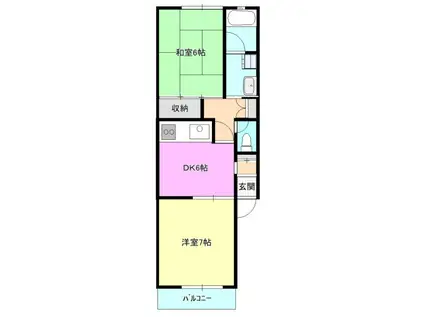 ヴィラ辻堂(2DK/2階)の間取り写真