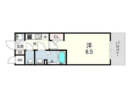 CION KOBE BAYSIDE(1K/4階)の間取り写真