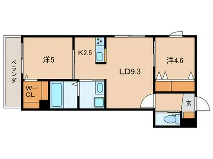 リュエル戸越(2LDK/3階)の間取り写真