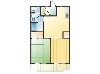 ユーコート鶴見(2DK/1階)の間取り写真