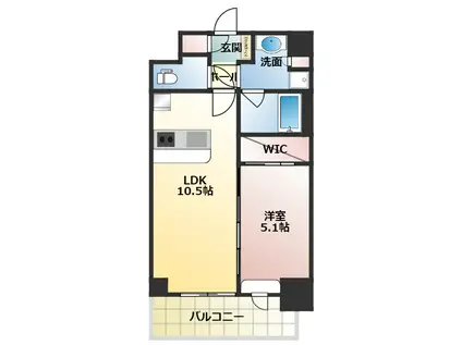 スプランディッド江坂III(1LDK/5階)の間取り写真