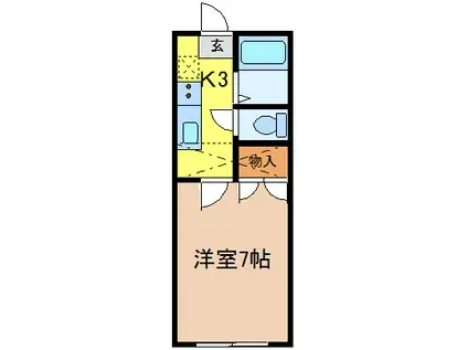 ホワイトキャッスル24番館(1K/2階)の間取り写真