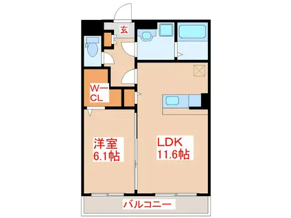 SUNRISE 田上(1LDK/2階)の間取り写真