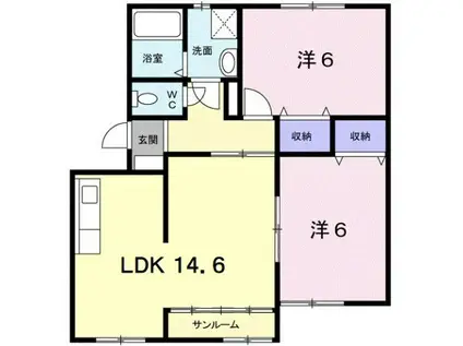 メゾン・ド・シャルムIIIE(2LDK/1階)の間取り写真