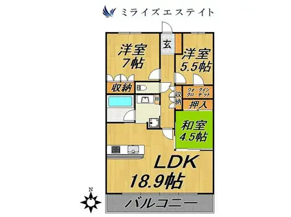 東山公園レジデンス(3LDK/6階)の間取り写真