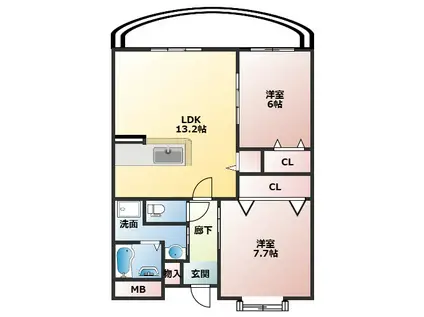 グランパーク・シーマレジデンス (2LDK/3階)の間取り写真