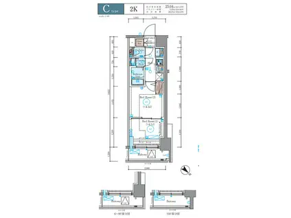 エステムコート横浜(2K/4階)の間取り写真