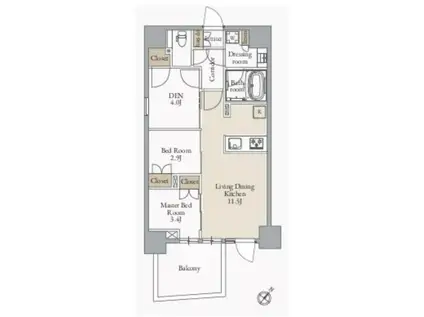 JMFレジデンス蔵前二丁目(2SLDK/11階)の間取り写真