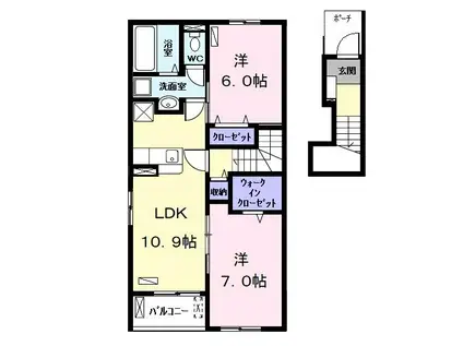メゾン フルール B(2LDK/2階)の間取り写真