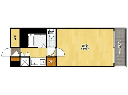 エヴァグリーン(1K/1階)の間取り写真