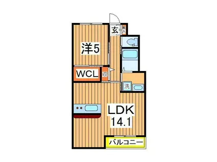 SERENA GARDEN(1LDK/2階)の間取り写真