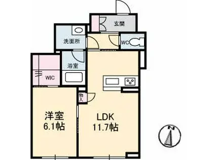 セレーノ庭瀬(1LDK/1階)の間取り写真