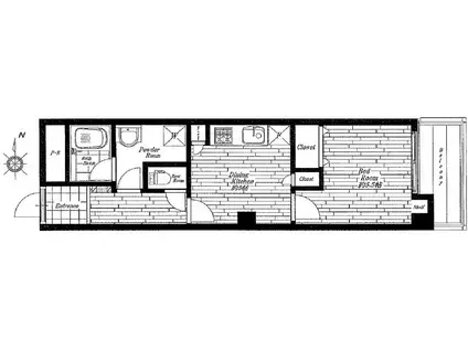 サンワコーポラス(1DK/2階)の間取り写真