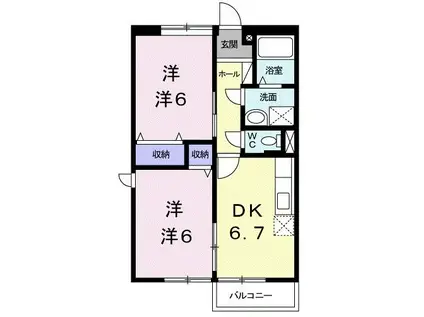 ネオレジデンス(2DK/2階)の間取り写真