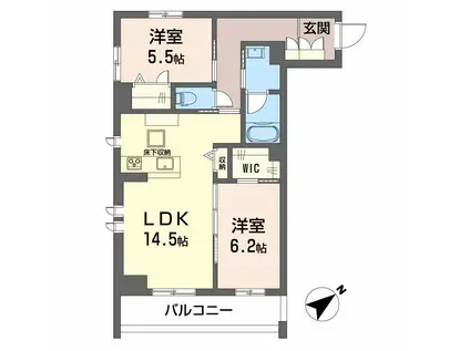 CLASSEUM連坊III(2LDK/1階)の間取り写真