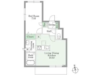 カーサ ネーロ(1LDK/1階)の間取り写真