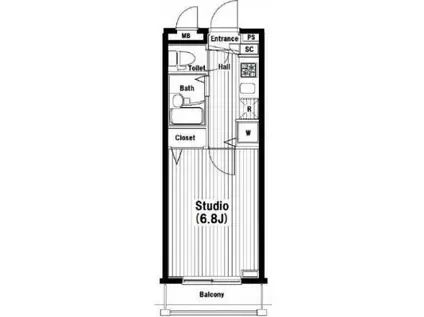 ガラ・シティ笹塚駅前(1K/5階)の間取り写真