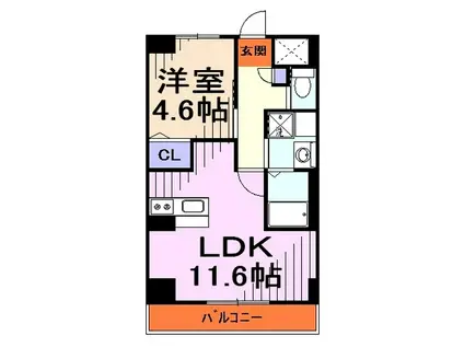 シャトーリアン(1LDK/2階)の間取り写真