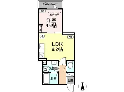 セレスティア関原(1LDK/3階)の間取り写真