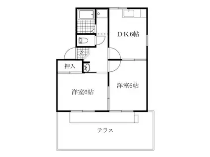 ハイツ白金(2DK/1階)の間取り写真