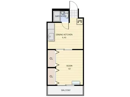 AMABILE(1DK/1階)の間取り写真