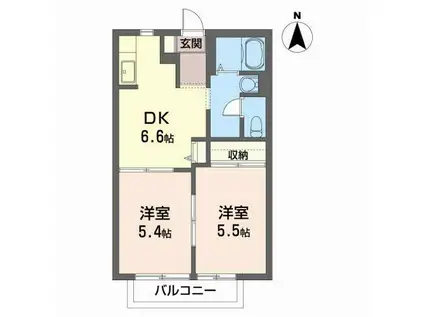 ラークヒルズ C(2DK/1階)の間取り写真