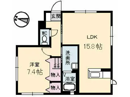 シャルムウエバラ A棟(1LDK/1階)の間取り写真