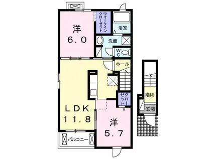 ハニーハウス大日向(2LDK/2階)の間取り写真