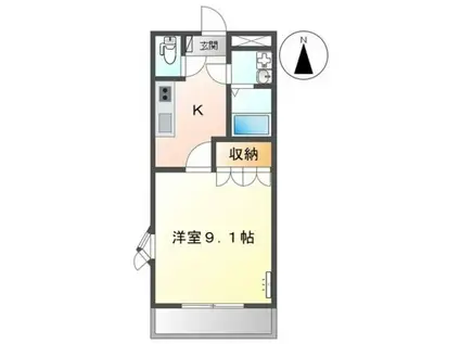 ファンタジーKII(1K/1階)の間取り写真