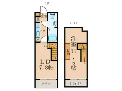 LAPIS恵比寿II(1LDK/B1階)の間取り写真