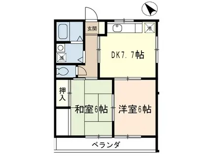 グリーンステージ(2DK/1階)の間取り写真