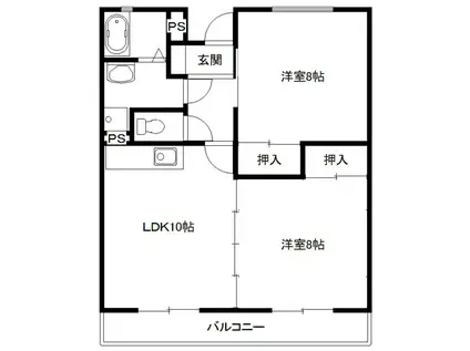 ツインズコーポ I(2LDK/1階)の間取り写真
