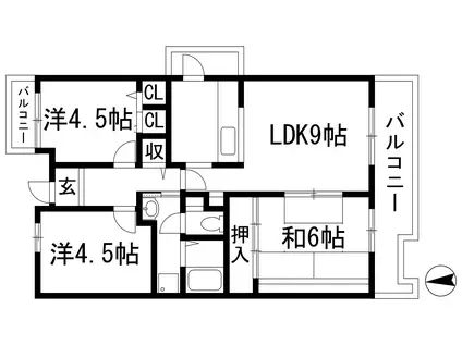 アルビス寺本10号棟(3LDK/4階)の間取り写真