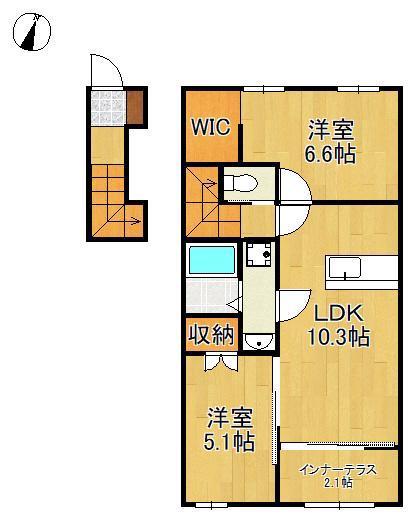 ラグーナ青葉台(2LDK/2階)の間取り写真
