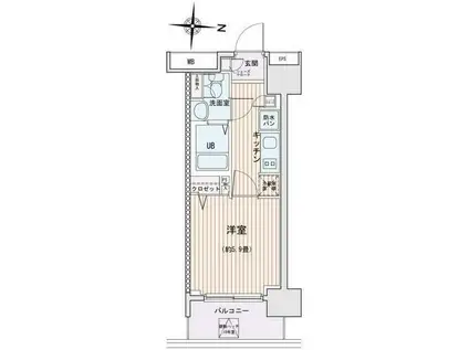 エスティメゾン錦糸町2(1K/15階)の間取り写真