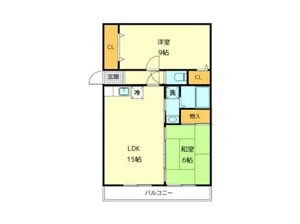 ルネスベルエールB棟(2LDK/1階)の間取り写真