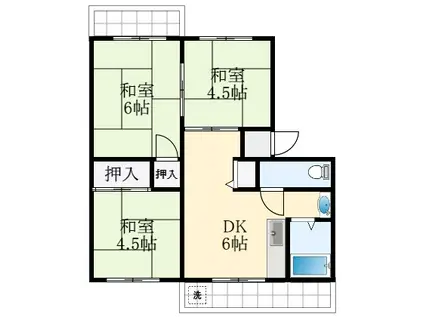 狭山遊園ハイツ1棟(3DK/3階)の間取り写真