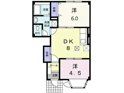 プレミール・メゾン沖代I(2DK/1階)の間取り写真