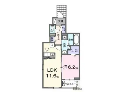 ペガサスB(1LDK/1階)の間取り写真