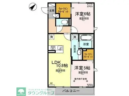 ロイジェントパークス レイクタウン O(2LDK/1階)の間取り写真