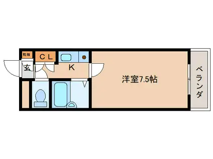 アーバンヒルIII(1K/1階)の間取り写真