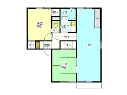 サンハイツ原町B(2LDK/2階)の間取り写真