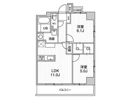ALTERNA日暮里(2LDK/4階)の間取り写真